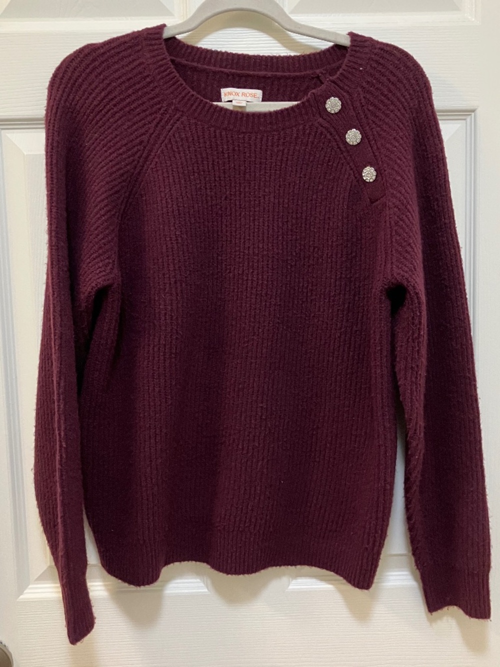 Knox Rose purple sweater with rhinestone buttons size M